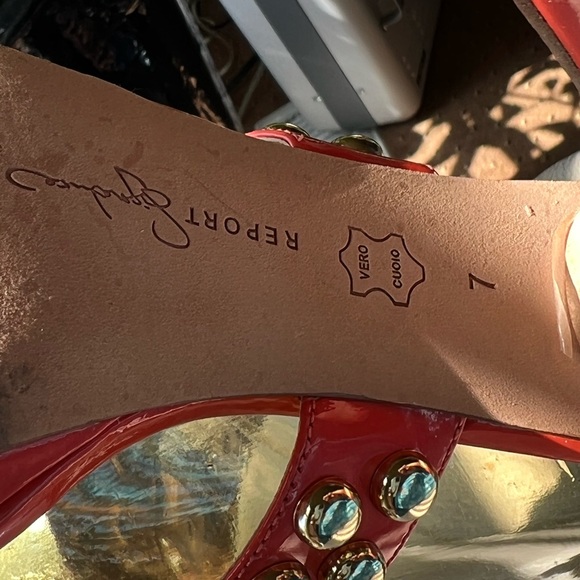 Size 7 Report signature coral studded leather upper & sole Masonic Vero cuoio - Picture 9 of 10